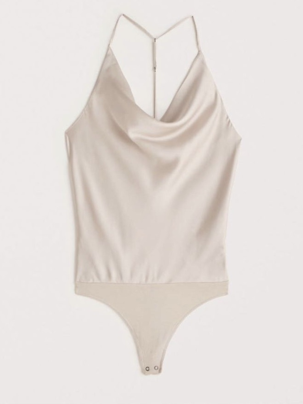 Abercrombie & Fitch Satin Cowlneck T-Strap Back Bodysuit